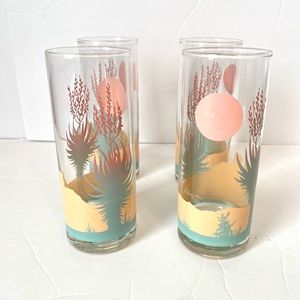 Vintage Panache Willy Clark Desert Southwest Highball Glasses Set of 4